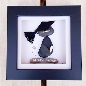 Graduation gift, Graduation frame, Graduation pebble gift, Graduation present for her, Graduation gift for him, Cat picture, New graduate