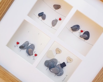 Wedding pebble picture, Wedding present, Bride and groom pebble art, Personalised wedding gift, Framed pebble, Mr and Mrs frame, Pebble Art