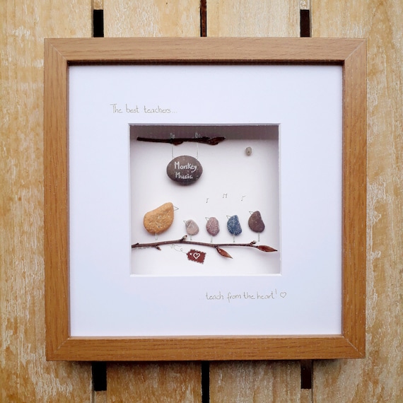 Music teacher gift, Thank you teacher pebble picture gift, End of school, Teacher present, Present for teacher, Graduation gift, Class gift