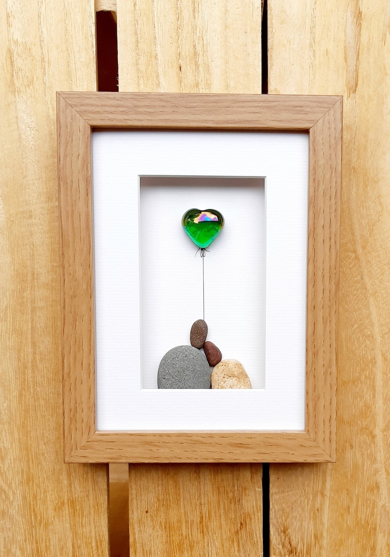 Opal wedding anniversary 24th anniversary picture Opal anniversary gift Pebbleart picture Couple 24th anniversary gift with opal heart image 2