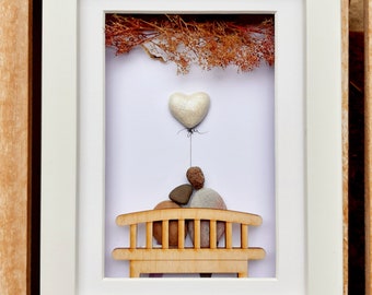 Diamond wedding anniversary, 60th anniversary picture, 60th anniversary gift, Diamond pebble art picture, Diamond (60th) anniversary present