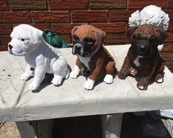 Personalized 1 Boxer Dog Concrete Statue, Any Color, Fawn, Brindle, Black, White Free Shipping