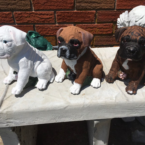 Personalized 1 Boxer Dog Concrete Statue, Any Color, Fawn, Brindle, Black, White Free Shipping