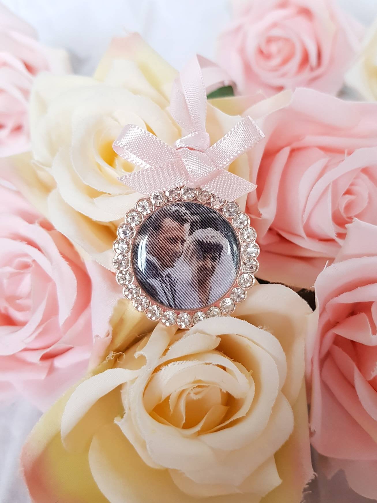 Memorial Photo Charm Bridal Bouquet Rose Gold Etsy