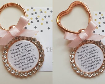 Rose Gold Bridesmaid Maid of Honour Maid of Honor Keyring Thank you Gift