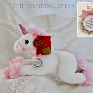 Flower Girl Dama de honor &#39;Astra&#39; Unicornio Peluche Algo viejo encanto personalizado