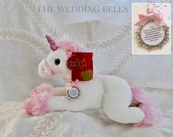 Flower Girl Bridesmaid 'Astra' Unicorn Teddy Something Old Charm Personalised