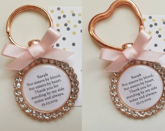 Rose Gold Bridesmaid Maid of Honour Maid of Honor Keyring Thank you Gift