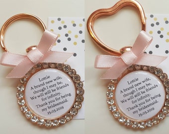 Rose Gold Bridesmaid Maid of Honour Maid of Honor Keyring Thank you Gift