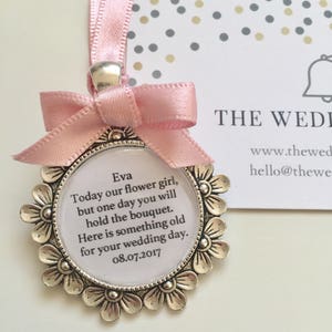 Flower Girl Bridesmaid bouquet charm Gift for something old personalised image 2