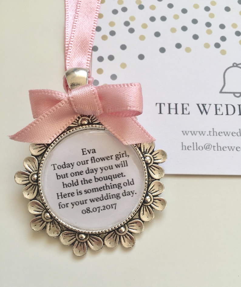 Flower Girl Bridesmaid bouquet charm Gift for something old personalised image 2