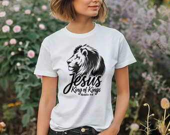 King of Kings Christian T-Shirt Design, Religious PNG Digital Download, Jesus Christ Typography, Faith-Based Shirt Graphic, POD Allowed