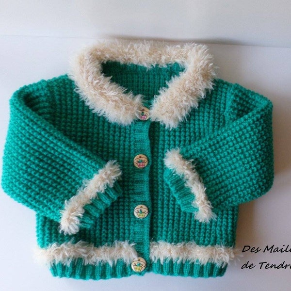 Gilet tricoté main  en acrylique , gilet 2 ans fait main , gilet enfant , tricot fait main , cardigan tricoté main , veste tricoté main