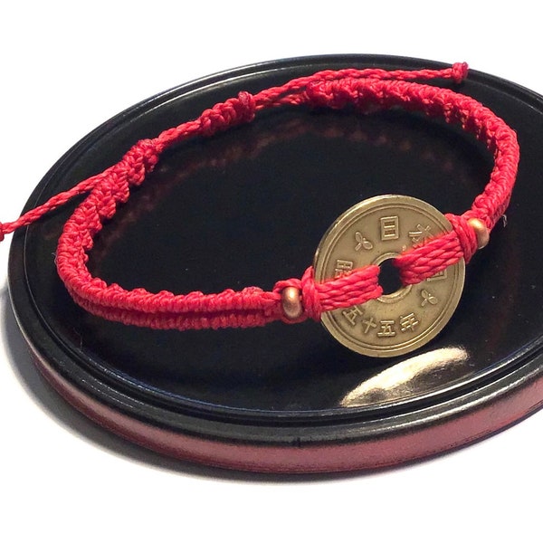 Bracelet rouge KABBALE, Bracelet monnaie,  Bracelet porte  bonheur, Bracelet ajustable, Bracelet tressé, Bracelet cadeau, Bracelet UNISEX