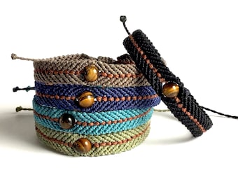 Handmade bracelet with tiger's eye stone, Micro macrame bracelet, Friendship bracelet, Jewelry bracelet, Gift bracelet