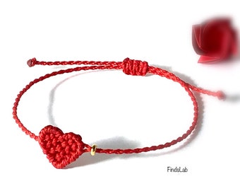 Red heart bracelet for women, Friendship bracelet, Bracelet gift, Jewelry bracelet, Thin bracelet, Minimalist bracelet, Waterproof