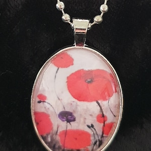 For The Fallen - 30 x 40mm Oval Silver Pendant & Chain - Handmade by Kerry Sandhu Art