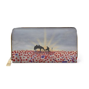 Benedictus - CARTERA CON CREMALLERA - por Kerry Sandhu Art - amapolas rojas