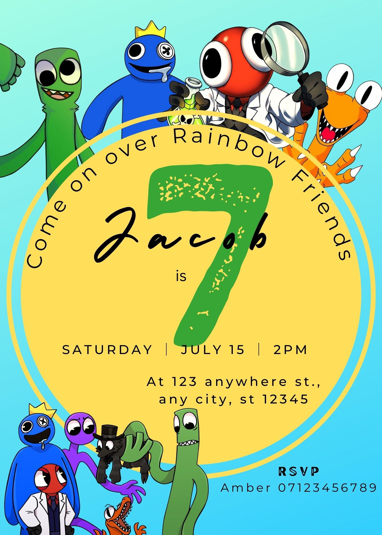 Roblox Rainbow Friends Birthday Invitation - oscarsitosroom, awsome price  6.00$