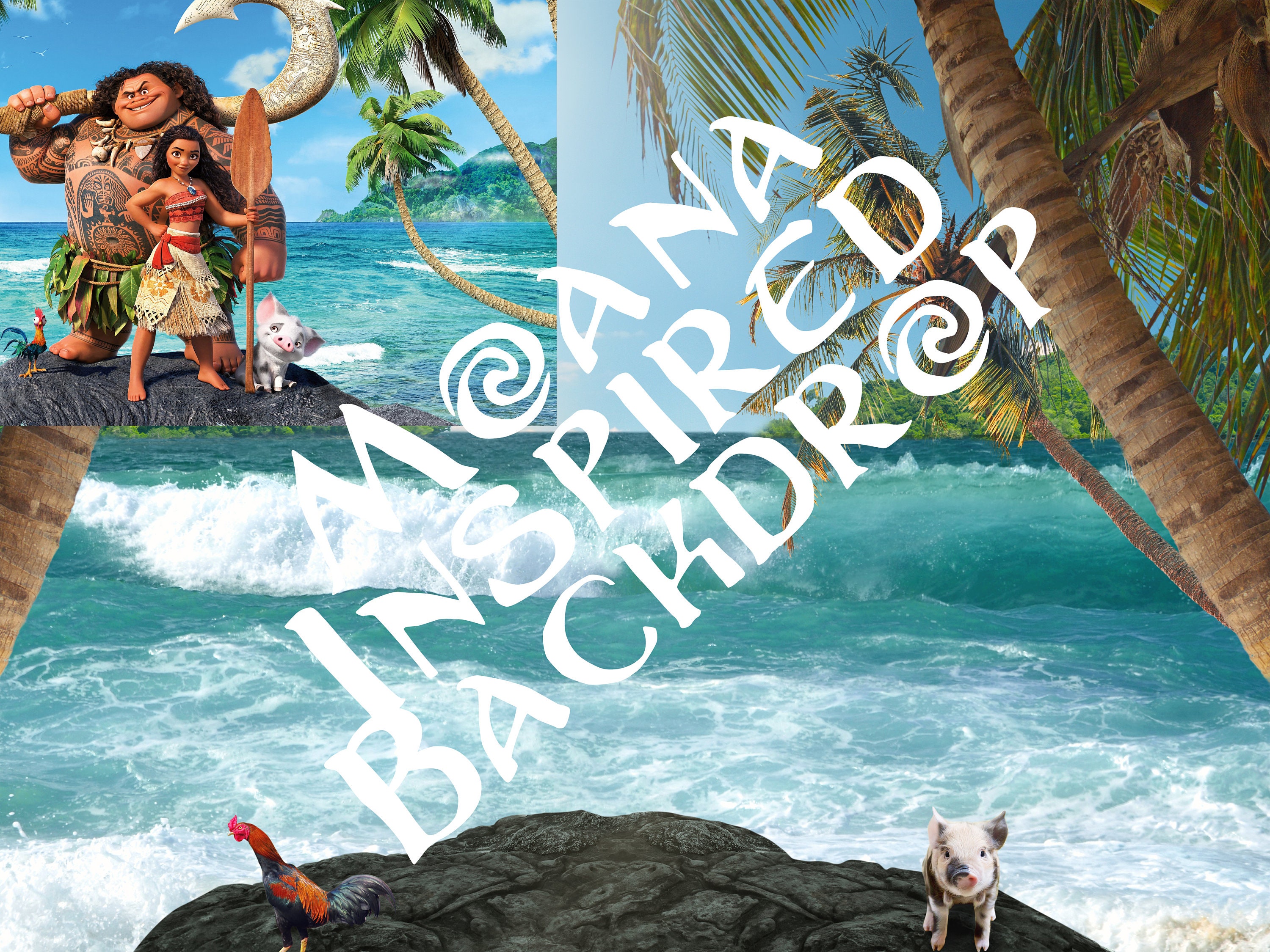 Moana Inspired Digital Backdrop III Disney Inspired Maui ...