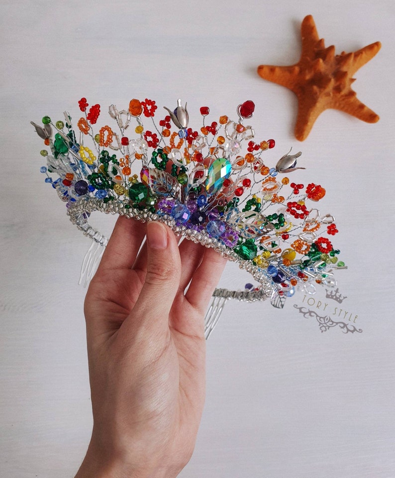 Crown in rainbow colors rainbow colored tiara lgbt crown Etsy