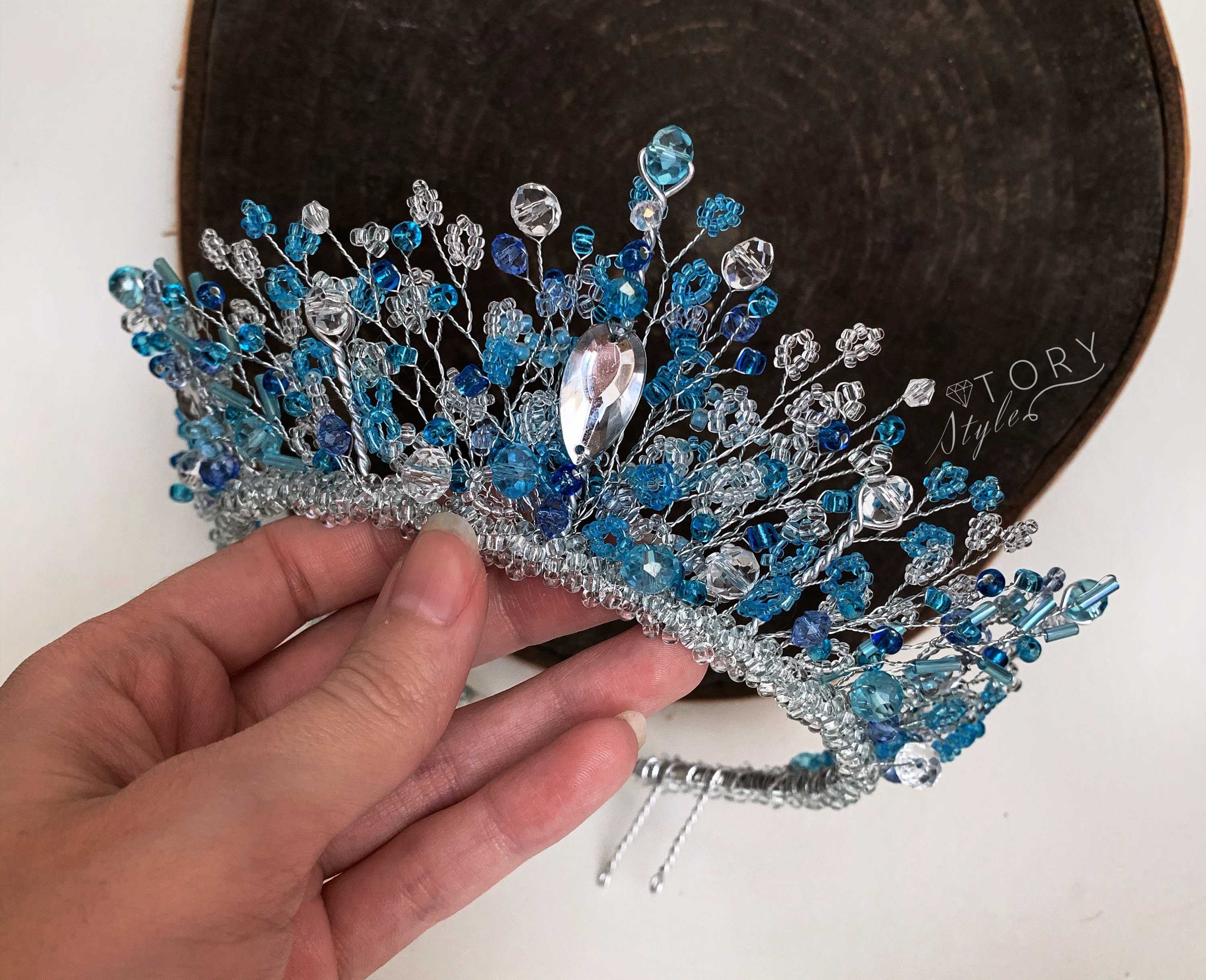 Light blue tiaraBlue princess headpieceLight blue | Etsy