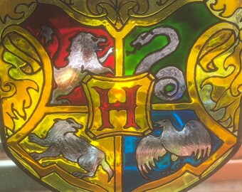 Hogwarts Harry Potter Sign - School Crest Badge Gift - Stained glass ornament
