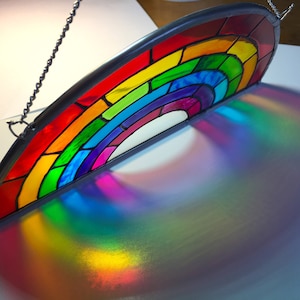 Rainbow Stained Glass Window Suncatcher Gift LGBTQ Pride Rainbow Bridge Personalised Name Handmade Teacher gift Peace Hope-NHS Good Vibes image 1
