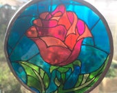 Beauty and the Beast Enchanted Rose Stained Glass Suncatcher - Disney