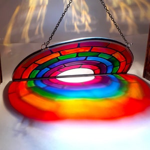 Rainbow Stained Glass Window Suncatcher Gift LGBTQ Pride Rainbow Bridge Personalised Name Handmade Teacher gift Peace Hope-NHS Good Vibes image 4