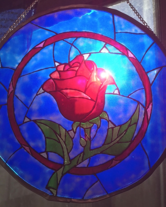 Beauty And The Beast Enchanted Rose Christmas Gift Stained Etsy