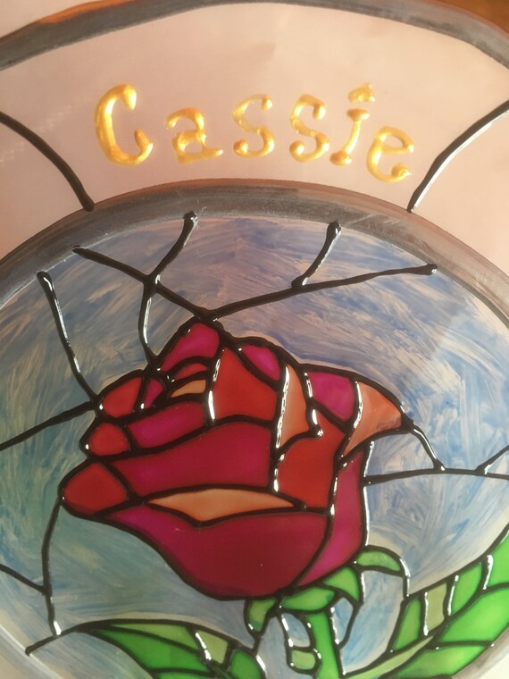 Beauty And The Beast Enchanted Rose Stained Glass Disney Etsy Beauty And The Beast Enchanted Rose Stained Glass Disney Etsy