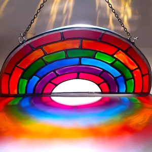 Rainbow Stained Glass Window Suncatcher Gift LGBTQ Pride Rainbow Bridge Personalised Name Handmade Teacher gift Peace Hope-NHS Good Vibes image 2