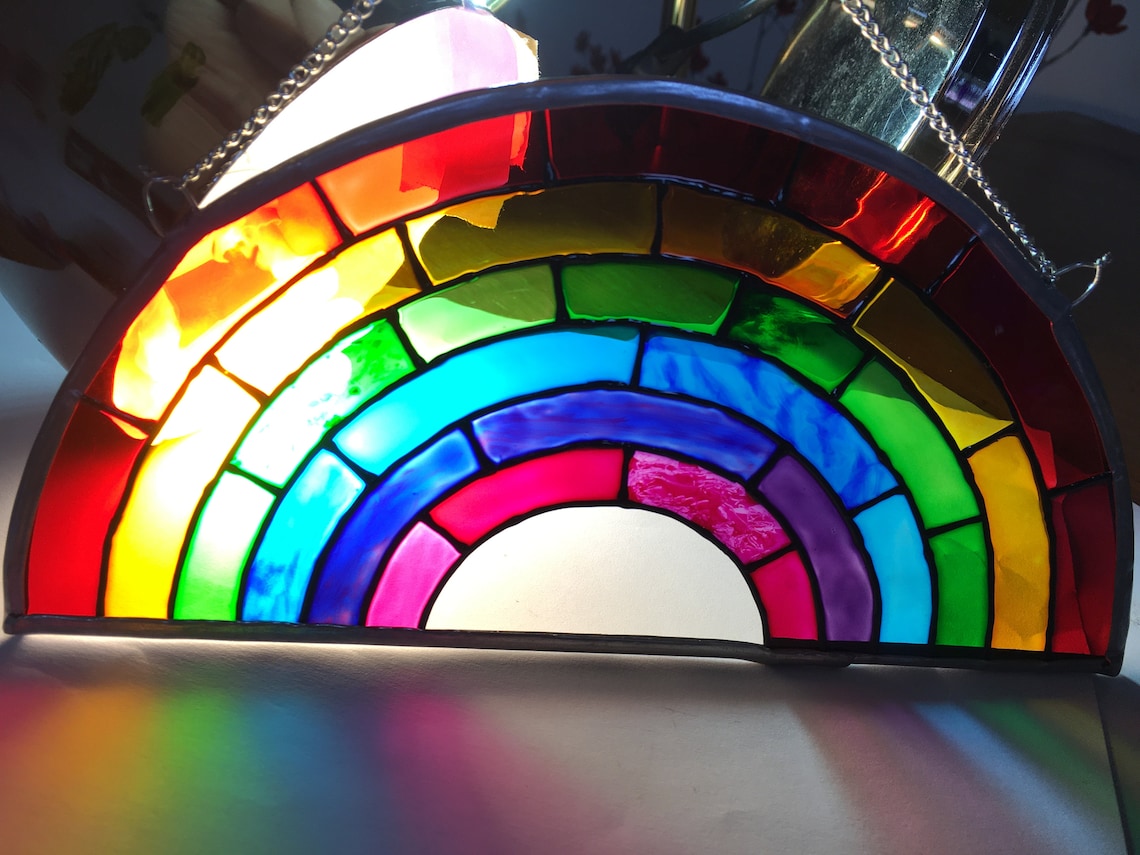 Rainbow Stained Glass Window Suncatcher Rainbow Gift UK Usa Etsy