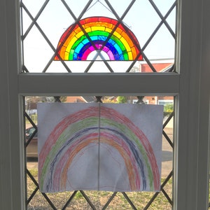 Rainbow Stained Glass Window Suncatcher Gift LGBTQ Pride Rainbow Bridge Personalised Name Handmade Teacher gift Peace Hope-NHS Good Vibes image 7