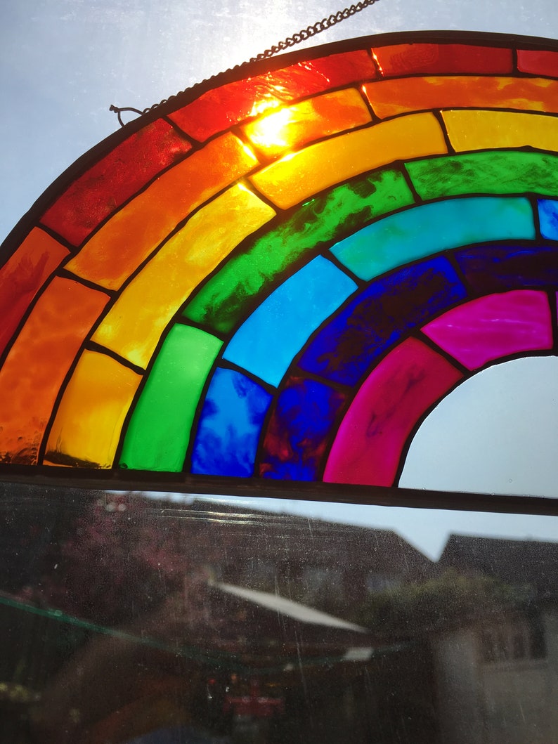 Rainbow Stained Glass Window Suncatcher Rainbow Gift 2021 Etsy