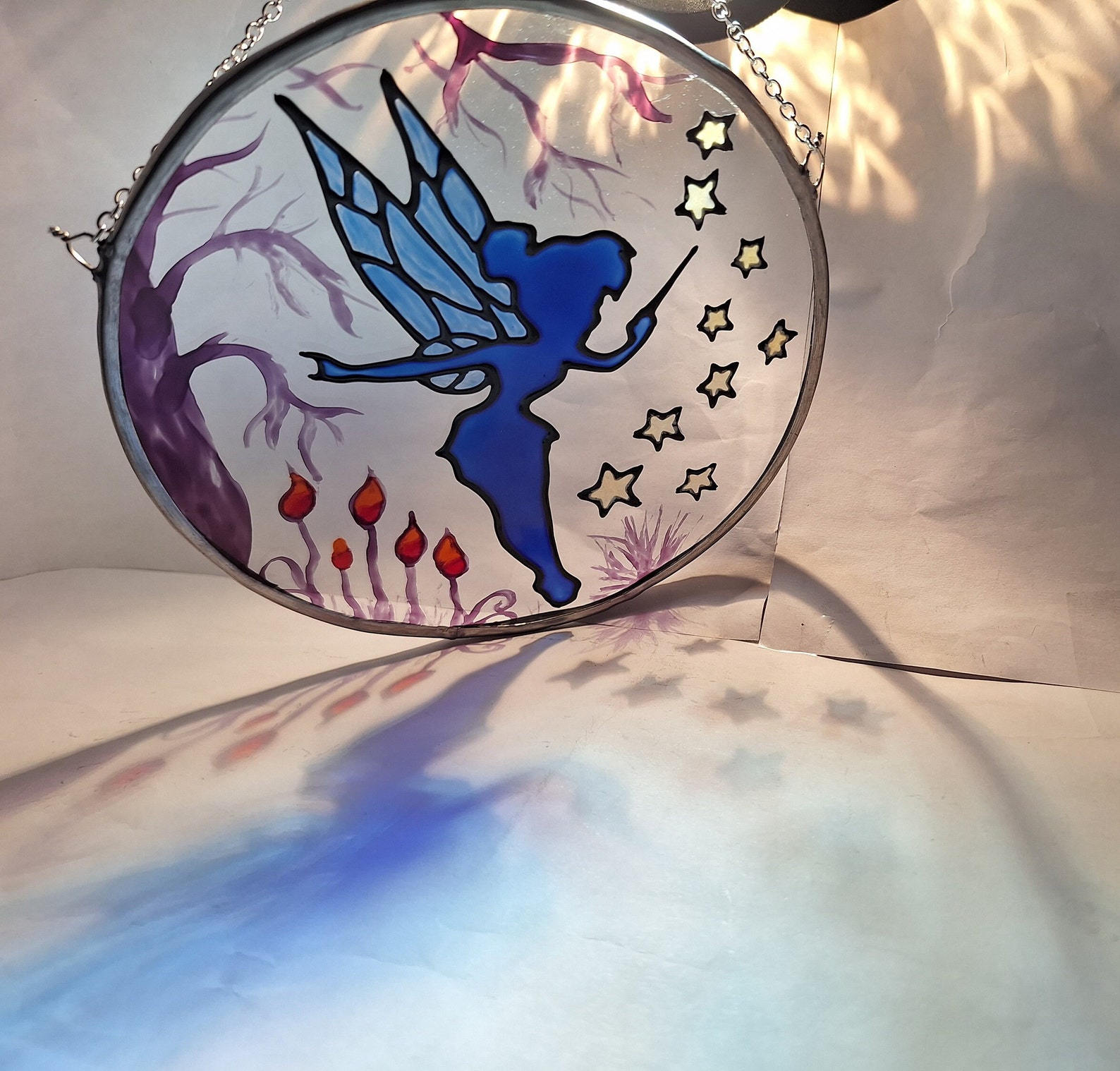 Tinkerbell Stained Glass Suncatcher, Peter Pan Silhouette, Fairy Window ...