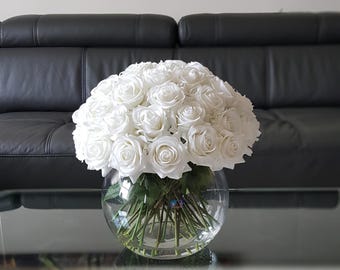 Real Touch | Faux Rose Arrangement | Silk Flower Vase | Centerpiece | Farmhouse Flowers | Wedding Flowers Decor