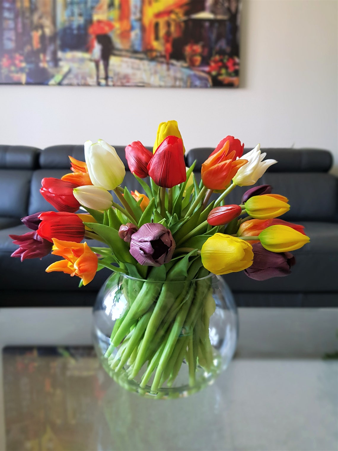 Faux Tulips in VaseArtificial Floral ArrangementFaux Flowers Etsy