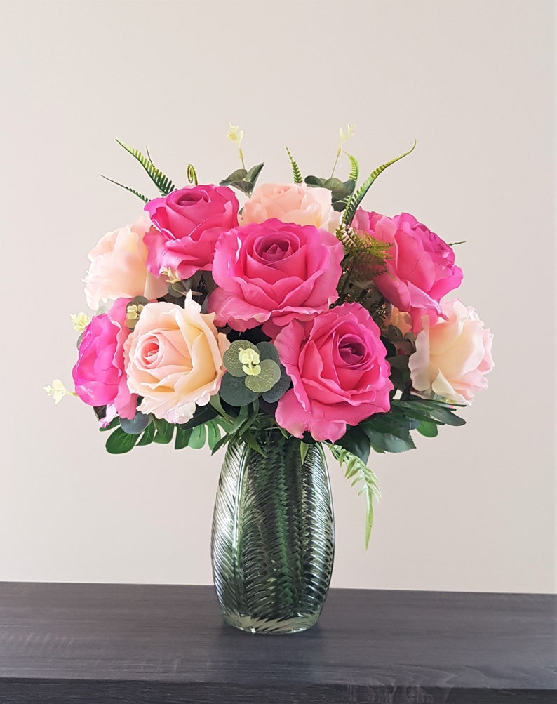 Real Touch Rose Arrangement Faux Rose Arrangement Silk Etsy UK