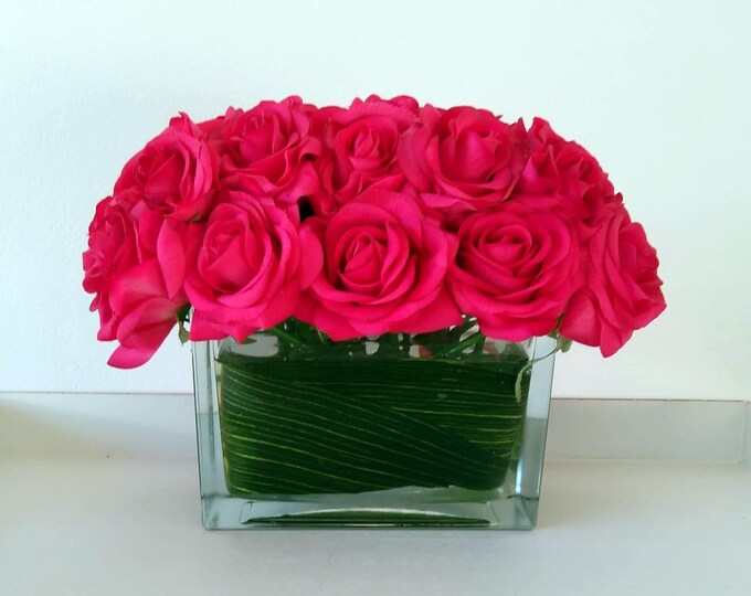 Real Touch Floral Arrangementartificial Flowers in Vasefaux Etsy