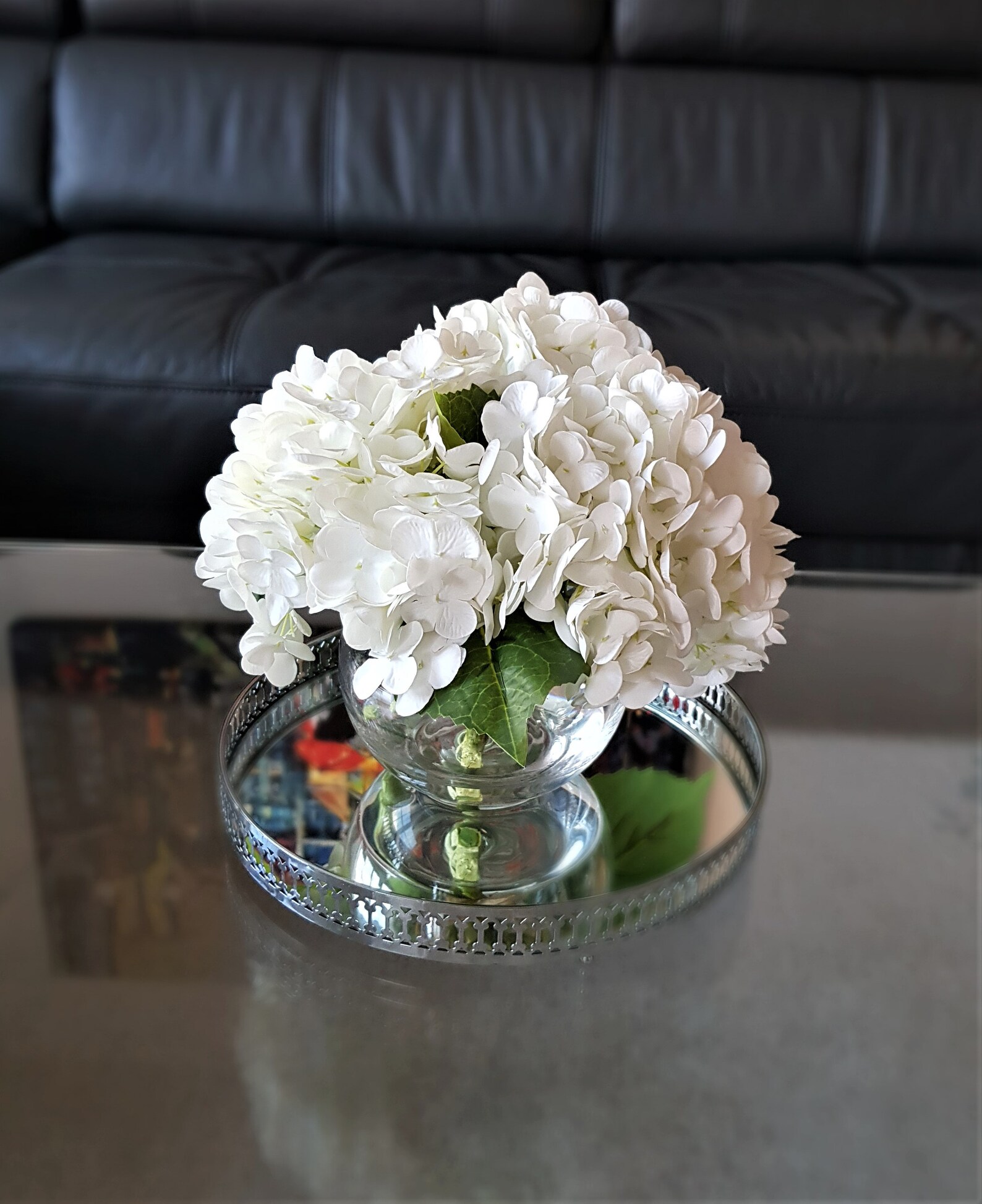 Faux Hydrangea Arrangement Wedding Centerpiece Real Touch Etsy