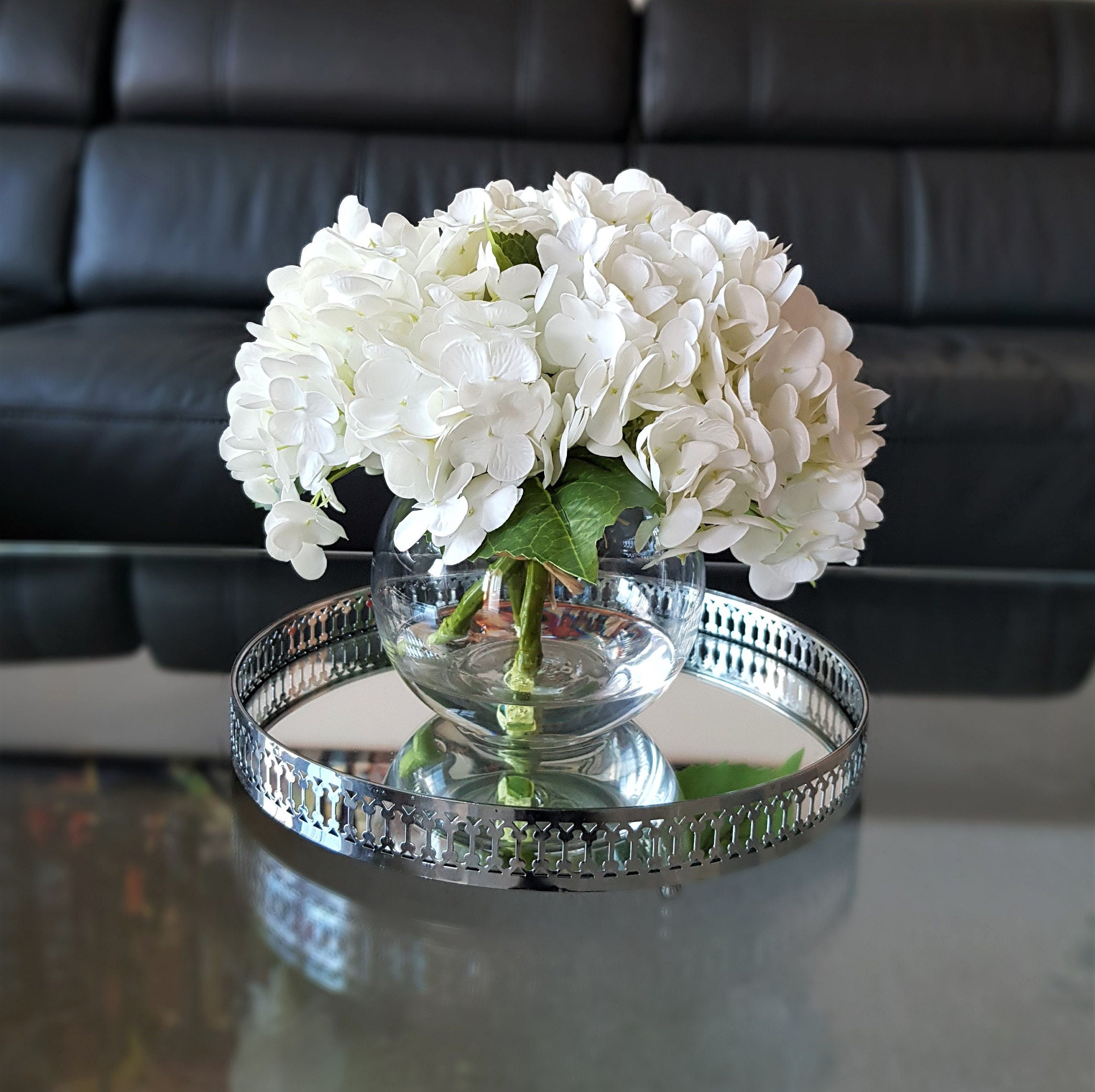 Faux Hydrangea Arrangement Wedding Centerpiece Real Touch Etsy