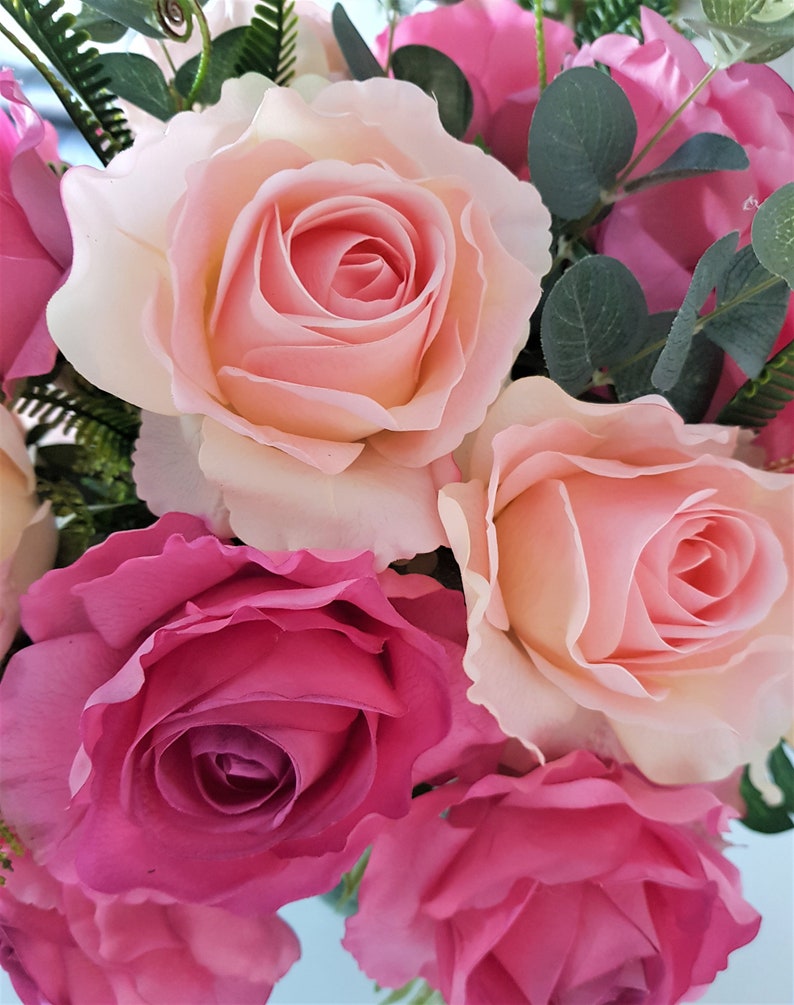 Real Touch Rose Arrangement Faux Rose Arrangement Silk Etsy UK