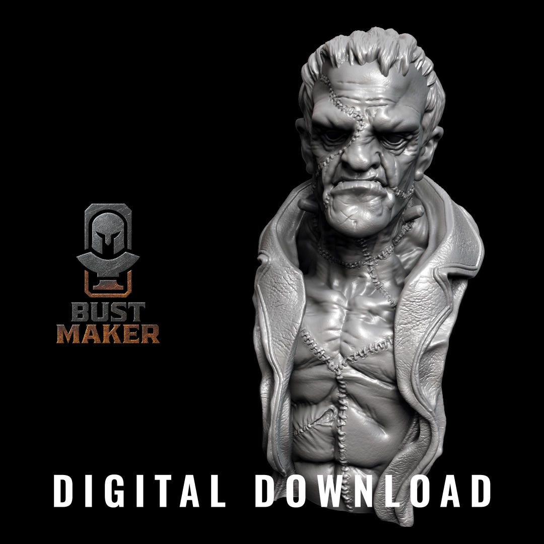 Frankenstein Monster Bust STL | Classic Horror Statue | Resin 3D ...