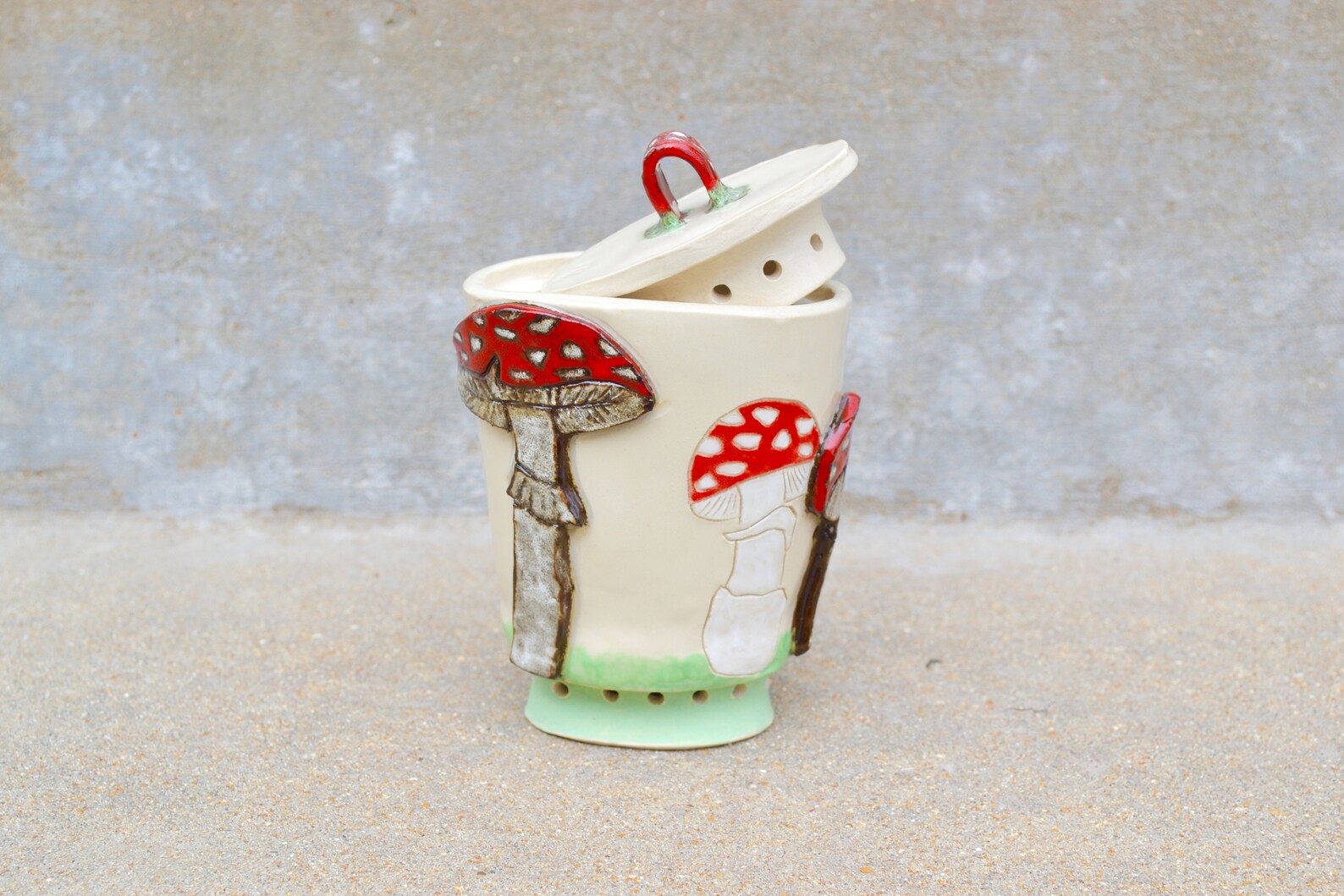 Ceramic Mushroom Jar With Lidhandmade Ceramic Jarmushroom Etsy