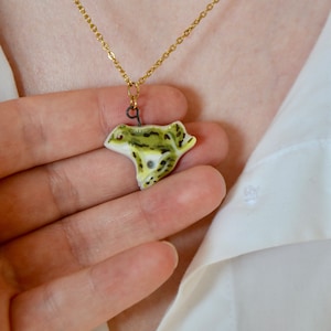 Handmade Porcelain Frog Charm Necklace-Ceramic Charm Jewelry-Frog Charms-Frog Necklace-Custom Ceramic Jewelry-Frog Nature Ceramic Charm image 3