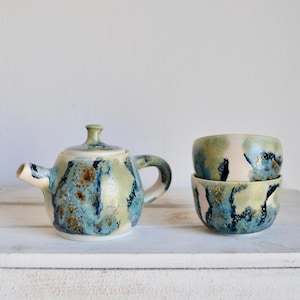 Custom Ceramic Tiny Teapot Set-Porcelain Mini Teapot-Abstract Design Teapot-Handmade Teapot-Teeny Ceramic Teapot-Porcelain Espresso Teapot