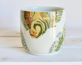 Ręcznie robiony ceramiczny kubek z rybą, porcelanowy kubek, ceramiczny kubek, porcelana z rybą, spersonalizowany kubek z flądrą, spersonalizowany ceramiczny kubek, filiżanka do kawy Nature