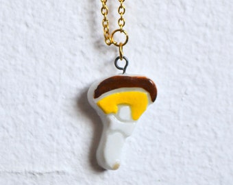 Handmade Porcelain Mushroom Charm Necklace-Ceramic Charm Jewelry-Mushroom Charms-Mushroom Necklace-Custom Ceramic Jewelry-Mushroom Charm